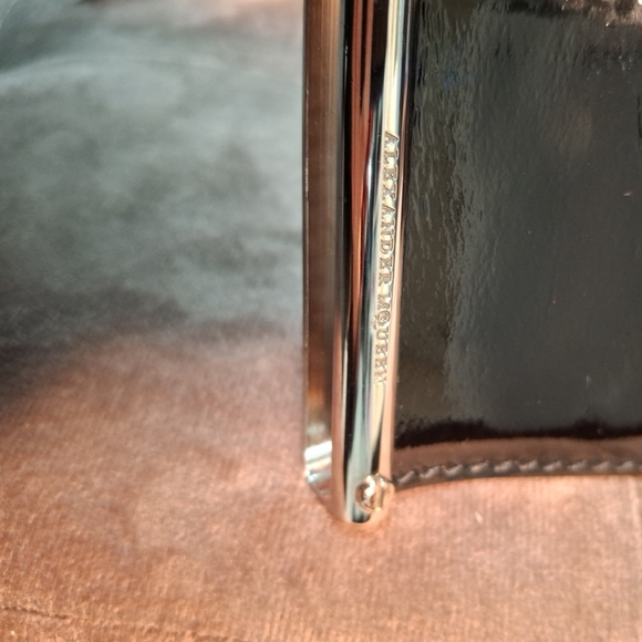 Alexander McQueen black patent leather belt silver hardware Italian size 38 - Picture 6 of 10